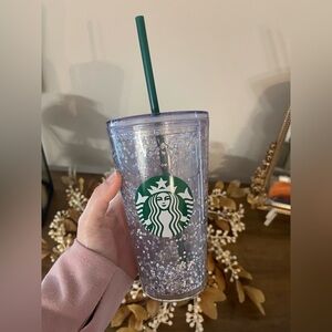 Starbucks Glitter Tumbler with Green Straw